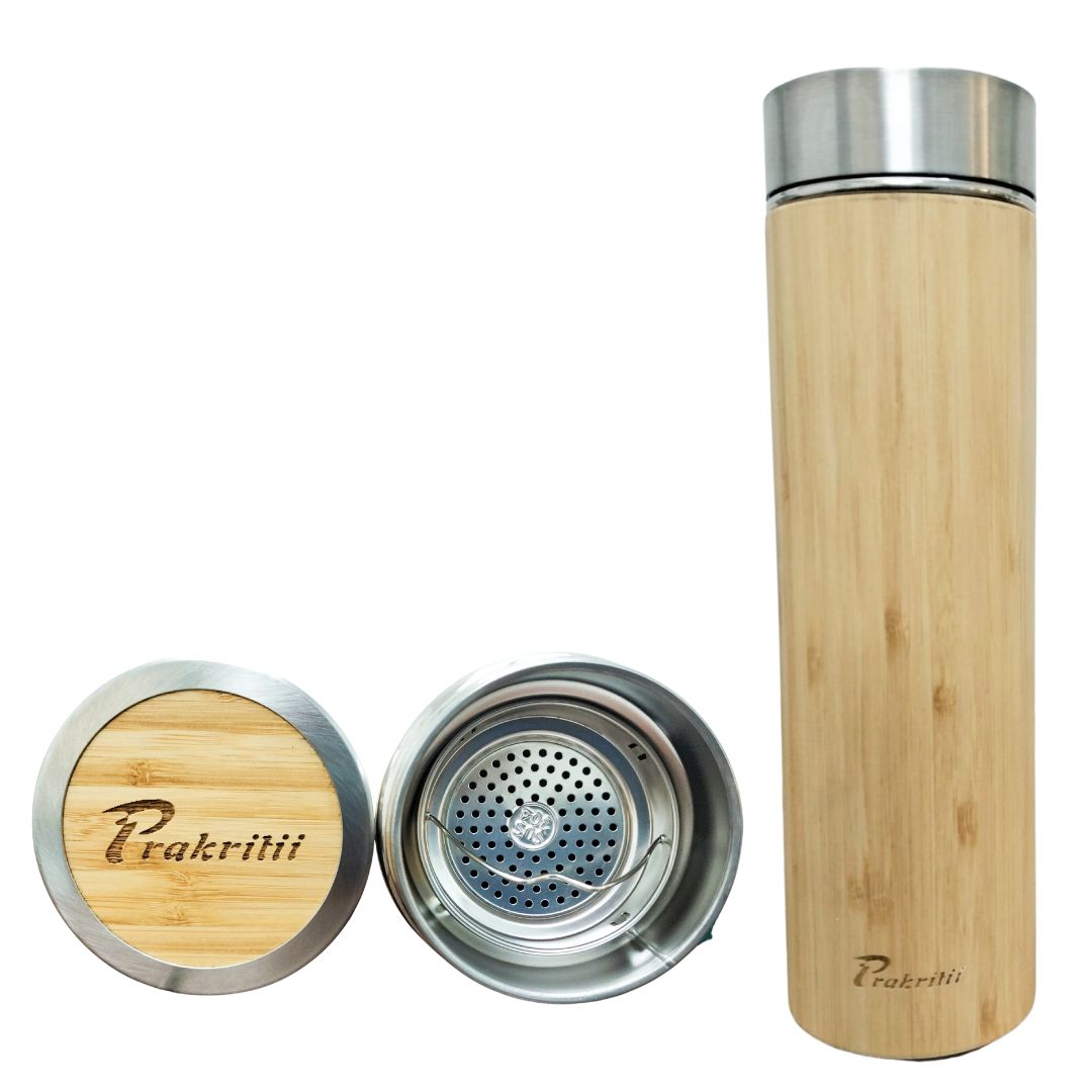 Bamboo Bottle 500ml Stainless Double Wall Bottle