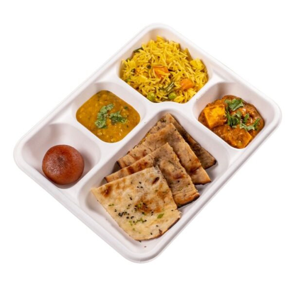 12" (30cm)  5 Compartment Rectangle Bagasse Plate