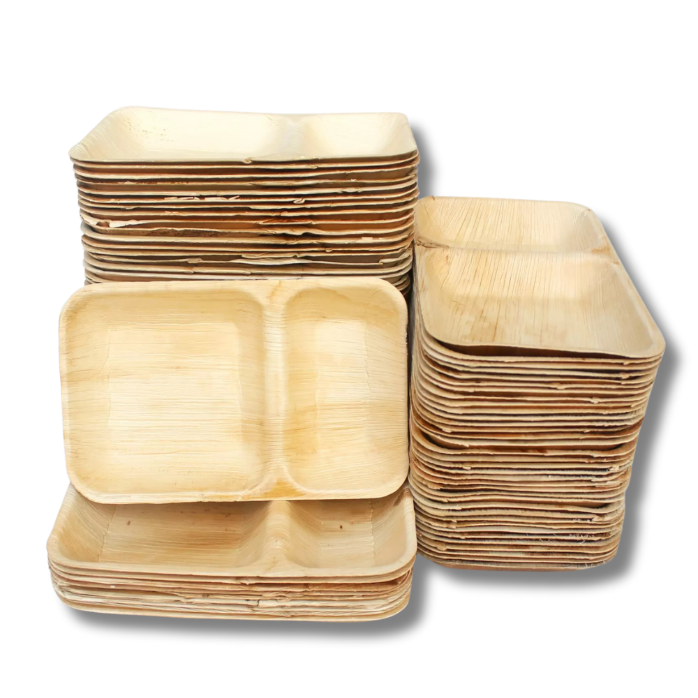 10" x 6" (25 cm x 15 cm) Rectangle 2 Partition Plates