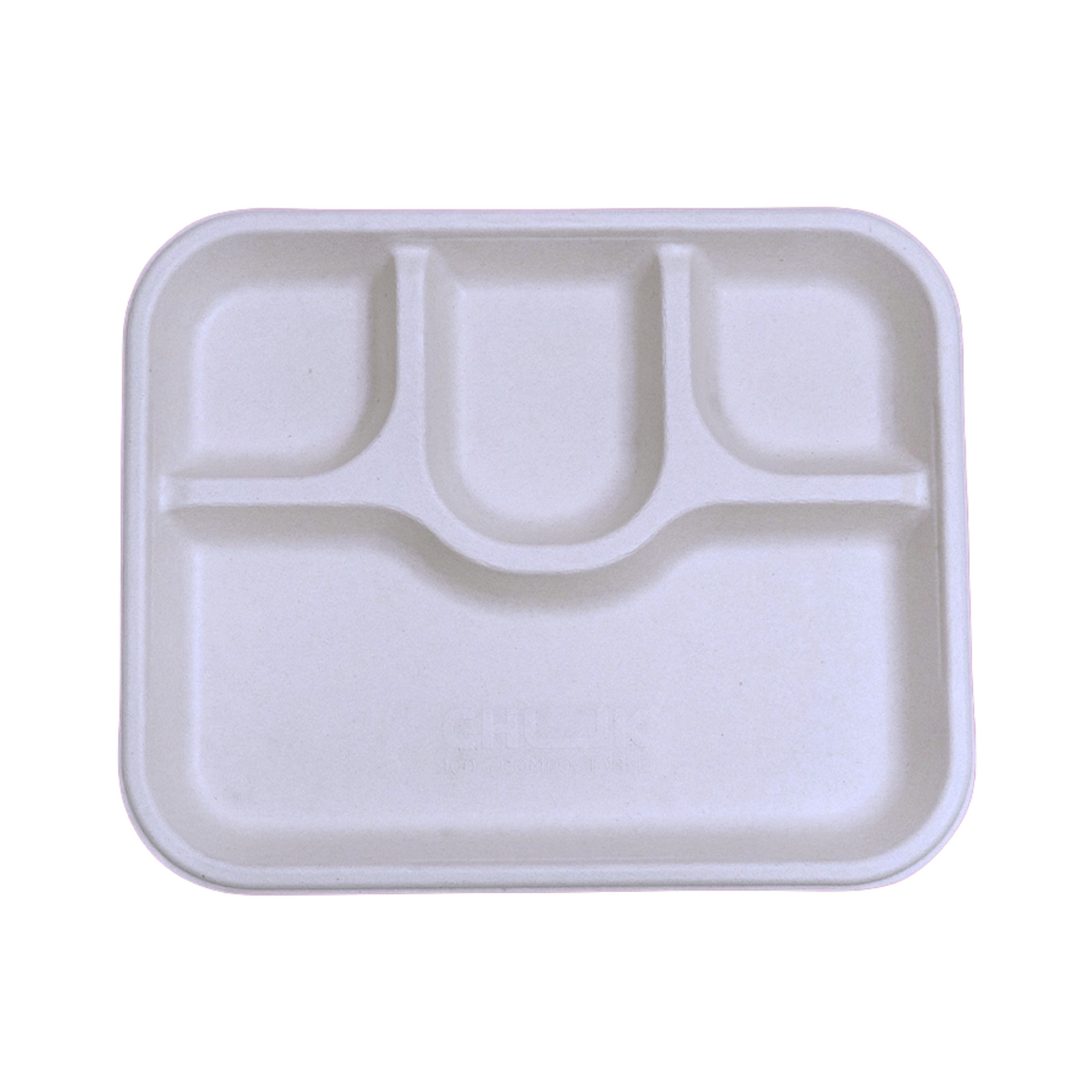11" (28cm)  4 Compartment Rectangle Bagasse Plate
