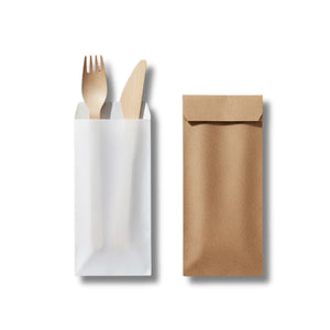 Paper Cutlery Pouches With 160mm Fork & Knife