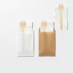 Paper Cutlery Pouches With 160 mm Spork & Napkin