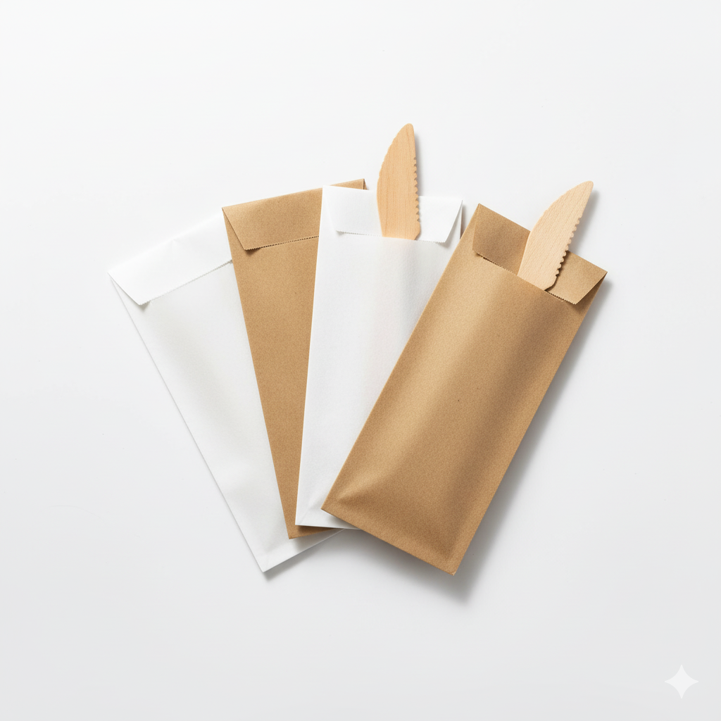 Paper Cutlery Pouches With 160mm Knife
