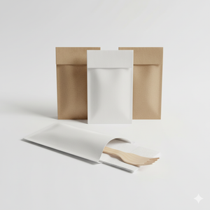 Paper Cutlery Pouches With 160 mm Spork & Napkin