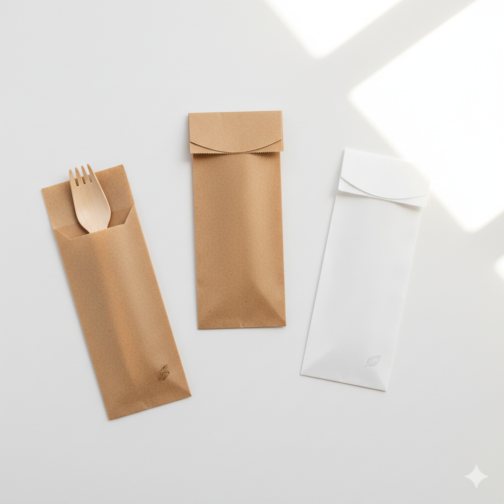 Paper Cutlery Pouches With 160mm Fork