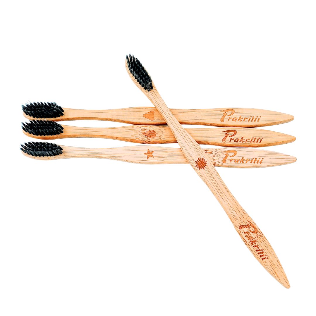 Bamboo Toothbrush Pack of 4 With Different Logo