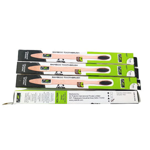 Prakritii Cultivating Green Charcoal Bristles Bamboo Toothbrush Pack of 4 With Different Logo