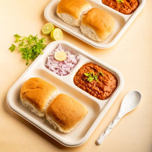 11" (28cm)  4 Compartment Rectangle Bagasse Plate