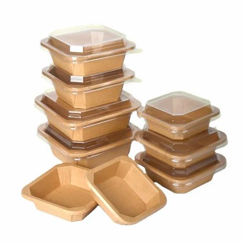 Square Shape Paper Food Container - 180 X 180 X 60